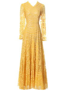 加大码长晚礼服2025春季时尚女性v领全闪耀亮片长袖舞会礼服绿色4XL - Product Image 5