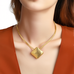 Gold Plated 316L Stainless Steel <b>Bracelet</b> With Textured Diamond Pendant For Women Fashion Jewelry - Product Image 3