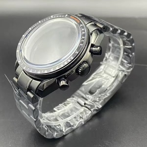 Pièces de montre, boîtier et bracelet noirs de 40 mm, verre minéral, compatible avec le mouvement VK63 - Product Image 1