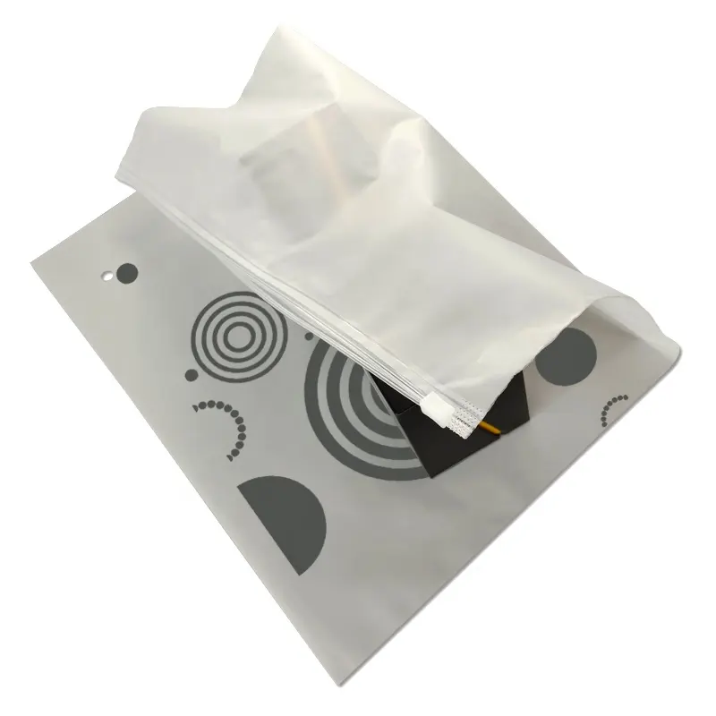 Self adhesive plastic frosted ziplok reclosable packaging bags for clothes custom logo plastic bag frosted zipper bag