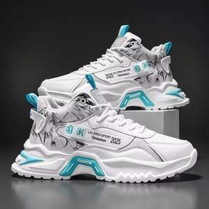 Zapatillas de Hombre al por Mayor de Fábrica - Zapatillas Altas con Estampado de Tinta Blanca y Negra, Modernas y a la Moda, Precio al por Mayor, Estilo para Caminar - Product Image 4