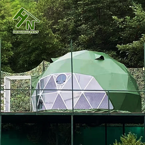 Tenda a Cupola Glamping in PVC Verde Impermeabile 6m, Tenda Safari Mimetica per Campeggio nella Foresta - Product Image 1