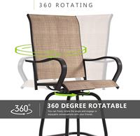 Dwoo Ensemble de tabourets de bar pivotants pour patio tout temps Chaises de bar à hauteur de balcon pour jardin et pelouse 2 pièces pour l'extérieur