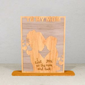 Placa de Madera Personalizada al por Mayor, Grabada, Regalo para el Día de la Madre y del Padre, Decoración para el Hogar, Adorno Artesanal de Madera con Soporte - Product Image 3