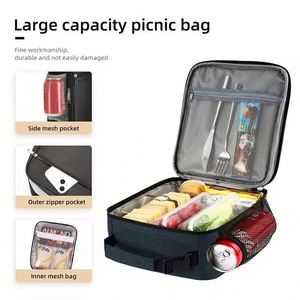 Large Capacity <b>Insulated</b> <b>Lunch</b> Bag, Aluminum Foil Thickened Waterproof Portable <b>Lunch</b> <b>Box</b> Bag for Students Office Workers - Product Image 3