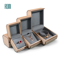 Romi Vintage en plastique Pu cuir pendentif de luxe Bracelet bague boîte cadeau bijoux emballage