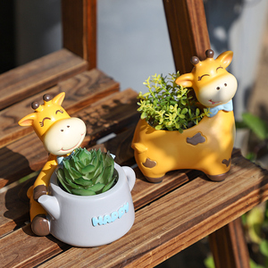 ROOGO Dễ Thương Kỳ Dị Chậu Cây Hươu Cao Cổ Mini Nhựa Mọng Nước Dụng Cụ Bào Chậu Hoa Nhỏ Để Bàn Trang Trí Văn Phòng Tại Nhà Quà Tặng - Product Image 1