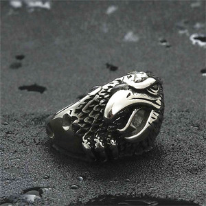 Bague Aigle pour Homme en Acier Inoxydable Argenté Style Rétro Punk Bijou Cadeau 26038 - Product Image 5