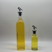 Prix premium 180ml 250ml 500ml 750ml Distributeur de cuisine de bouteille en verre d'huile d'olive transparente carrée avec robinet Distributeur d'huile de cuisson