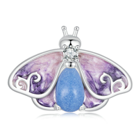 Pendentif Breloque en Argent Sterling 925 Animaux Marins CZ Zircon Papillon Pieuvre Perle pour Fabrication de Bijoux DIY Personnalisé Mignon