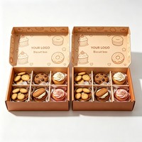 Boîte cadeau de boulangerie en carton recyclé écologique personnalisée avec séparateur pour biscuits, gâteaux, beignets, pâtisseries et desserts
