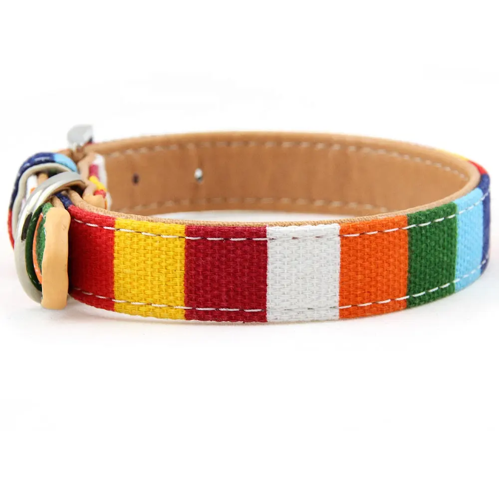 Colorful pet chest harness rope dog collar dog canvas PU leather pet collar