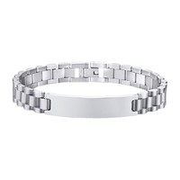 Gelang Rantai Jam Tangan Lapis Emas 18K Bahan Stainless Steel, Dapat Diukir Logo Laser, Tag Geometris Lengkung Kosong, Unisex, Untuk Pesta