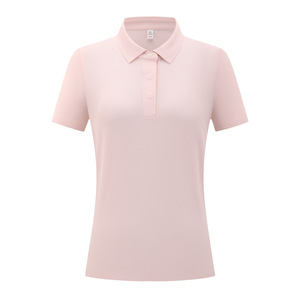 Polo promotionnel uni en polyester, anti-humidité, à manches courtes, pour usage quotidien, uniforme féminin - Product Image 2