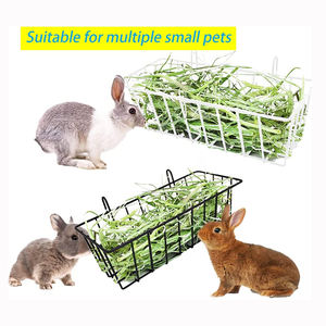 Porte-foin JH-Mech avec deux crochets supplémentaires pour réduire les déchets en économisant beaucoup d'herbe Mangeoire à foin pour lapin en métal - Product Image 4