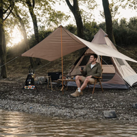 Tente pyramidale en gros 240x210cm, Oxford 210D imperméable 1500mm, Montage instantané en aluminium, Glamping 3-4 personnes OEM/ODM