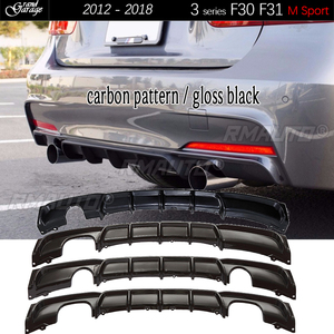 Difusor de Parachoques Trasero Estilo Fibra de Carbono Negro Brillante F30 para Serie 3 F30 Sedán F31 Wagon 320i 325i 330i 335i M Sport 2012-2018 - Product Image 1