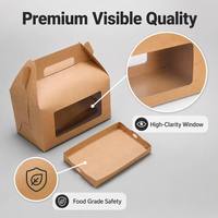 Boîte à gâteau portable en papier kraft avec plateau intérieur, fenêtre haute transparence, emballage de boulangerie résistant à la graisse, taille personnalisée, support de logo, OEM