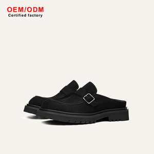 Zapatos Mule sin cordones para hombre OEM, de cuero de vaca pulido a mano con hebilla y suela gruesa, estilo británico, casuales y versátiles, con puntera cerrada. - Product Image 2