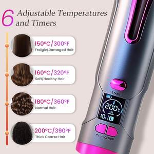 <b>USB</b> Rechargeable LCD Display Cordless Hair Curling Iron Automatic Wireless Rotating Deep Waver Fast <b>Heating</b> for Home Hotel Use - Product Image 3