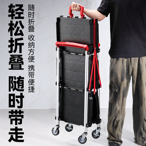 Foldable <b>Tool</b> <b>Cart</b> 3 Layer Large Capacity Silent Wheels Storage Organizer Office Use - Product Image 3