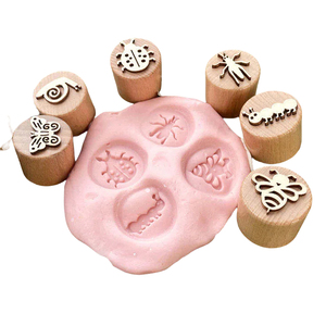 Sellos de Madera Personalizados para Plastilina, Sellos de Madera Natural con Patrones Variados, Juguetes de Plastilina de Madera para Niños - Product Image 2