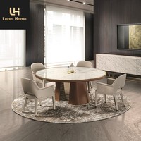Meubles de restaurant, table à manger ronde moderne de luxe avec base en acier inoxydable et plateau en marbre, pour la maison et l'hôtel