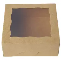 Boîtes de boulangerie brunes 6 pouces, pièces, avec fenêtre en PVC, boîtes en papier kraft