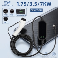 Nouveau chargeur EV portable 7KW 32A Type 2 Niveau 2, courant réglable, IP65, gaine en TPU, écran LCD 1,8 pouces, prise CEE, charge rapide mobile pour voiture