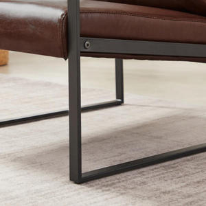 PVC Leather Iron Upholstered <b>Chair</b> with Extra Thick Padded Backrest and Seat Cushion Sofa <b>Chairs</b> for Lounge Living Room Office - Product Image 5