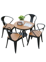 Tables et chaises en bois plastique pour l'extérieur, hôtel, école, balcon, villas de loisirs, cour, café, salon de thé, imperméables et anticorrosion