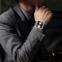 Montre mécanique en acier inoxydable avec logo personnalisé OEM pour hommes, chronographe, cadran à aiguilles, bracelet en cuir, emballage en boîte cadeau