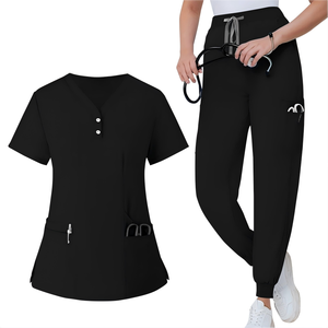 Offre Spéciale : Ensemble de Blouse et Pantalon Unisexe à Boutons, Respirant, en Maille, Anti-Taches, Anti-Plis, avec Logo Personnalisable pour Hôpitaux et Cliniques Vétérinaires - Product Image 4