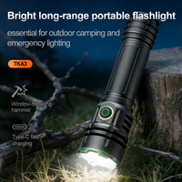 Lampe torche d'urgence KUAYI USB Type C rechargeable, 2000 lumens, super lumineuse, brise-vitre, gradation progressive, en alliage d'aluminium