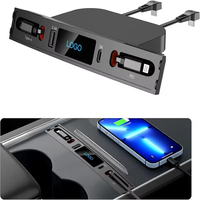 Chargeur rapide 27W PD Type C, station d'accueil intelligente LED, hub USB pour Tesla Model 3 Y, console avec capteur intelligent 2023