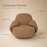 Fauteuil d'appoint en tissu Chevron marron camel, fauteuil lounge rembourré avec accoudoirs rembourrés, siège confortable pour salon à domicile