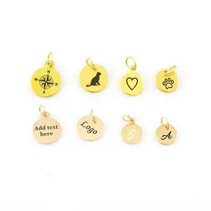 Stamped Small Custom Jewellery Personalized Charm Metals Logo Hand Stamp Blank Gold Metal Vermeil Jewelry Tags