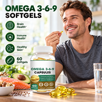 Complément alimentaire en gélules molles Omega 3 6 9, huile de poisson DHA, huile d'algues, 60 capsules pour adultes, hommes et femmes, marque privée