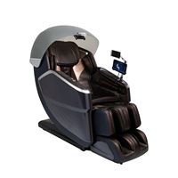 Fauteuil de massage électrique Riway noir beige Shiatsu 4D de luxe pour tout le corps, zéro gravité, piste SL, inclinable, massage profond des tissus, rythme musical