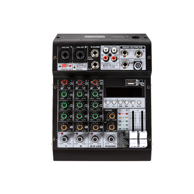 HM-4M Portable 4-Channel Audio Mixer for Studio and Live Sound Use