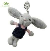 Greenmart Gantungan Kunci Kelinci Paskah Lucu dengan Tali Selempang, Mainan Boneka Telinga Panjang, Liontin Kecil, Boneka Isi Kapas PP