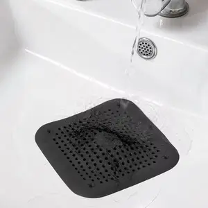 Venda quente Coletor de cabelo tampa de drenagem quadrada rolha de silicone para chuveiro pia de cozinha e banheiro filtro de água para chão