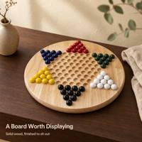 Jeu de société classique chinois Halma, plateau rond en bois avec billes de verre colorées, jeu familial pour deux à six joueurs