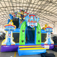 Château gonflable de patte de chien de vinyle de PVC videur sautant extérieur portatif d'enfants avec le ventilateur pour l'usage de parc et la glissière d'amusement