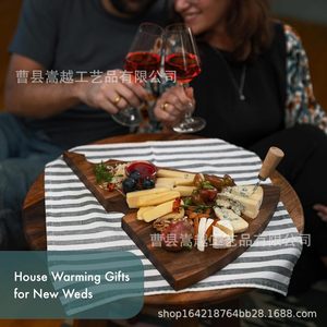 Over Wooden <b>Cheese</b> Board With <b>Knife</b> <b>Set</b> For Serving Snacks And Fruit Housewarming Gift - Product Image 1