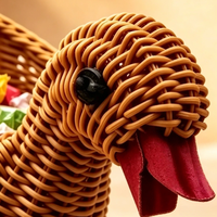 Panier de rangement en PP imitation rotin, tressé à la main en forme d'oie, organisateur décoratif pour la table et la décoration intérieure