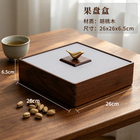 Boîte de rangement rectangulaire en bois massif de noyer noir de style japonais pour collations et bonbons, conteneur en bois pour fruits secs avec couvercle et quatre compartiments