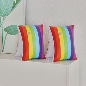 Xiaolu <b>Inflatable</b> Rainbow Armband For Children Swimming <b>Float</b> Water Toy 0.16mm PVC Striped Design Age 2 4 Years - Product Image 1