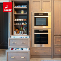 Meubles de cuisine miniatures en chêne rustique style Shaker, prix usine Chine, sur mesure, avec étagère ouverte et tiroir de rangement intégré dans la porte