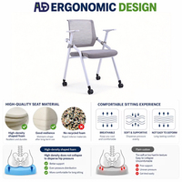 Chaise de formation ergonomique moderne avec tablette d'écriture pliable, dossier en maille, empilable, pour conférence, bureau, école, OEM ODM